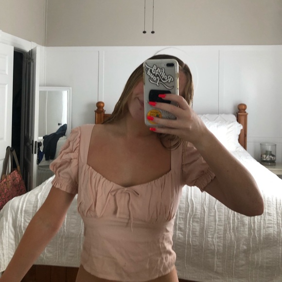 Urban Outfitters Tops - urban outfitters pink milkmaid top :)